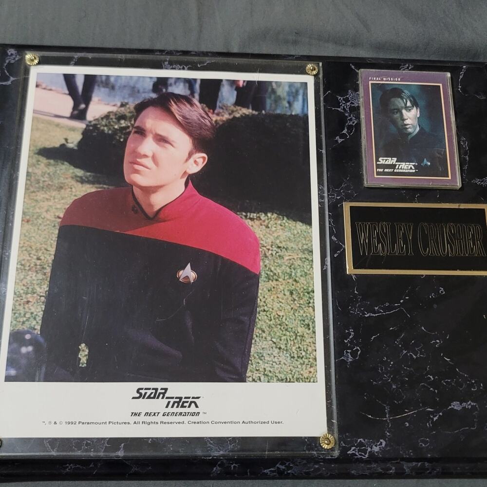 Vtg 1992 Paramount Pictures Star Trek The Next Generation Wesley Crusher Plaque - Picture 1 of 6